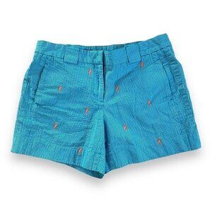 Brooks Brothers 346 Seersucker Teal Blue Stripe Orange Seahorse Shorts Size 4